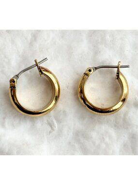 Gold Toned Mini 80's Style Costume Jewelry Hoop Earrings